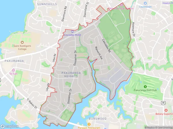 Pakuranga Heights, Auckland Polygon Area Map