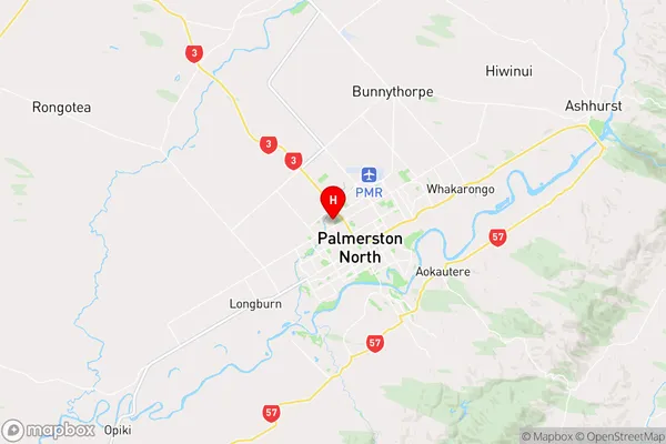 Palmerston North,Manawatu-Wanganui Region Map