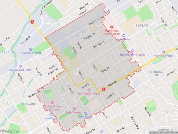 Palmerston North, Manawatu-Wanganui Polygon Area Map