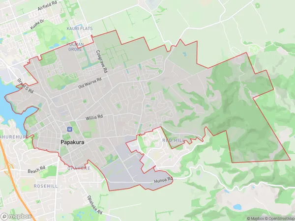 Papakura, Auckland Polygon Area Map