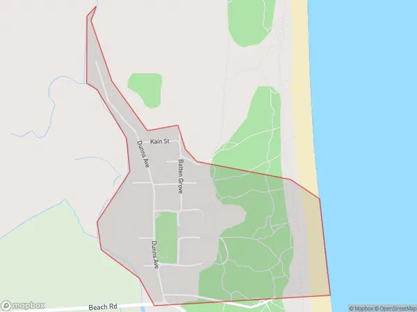 The Pines Beach, Canterbury Polygon Area Map