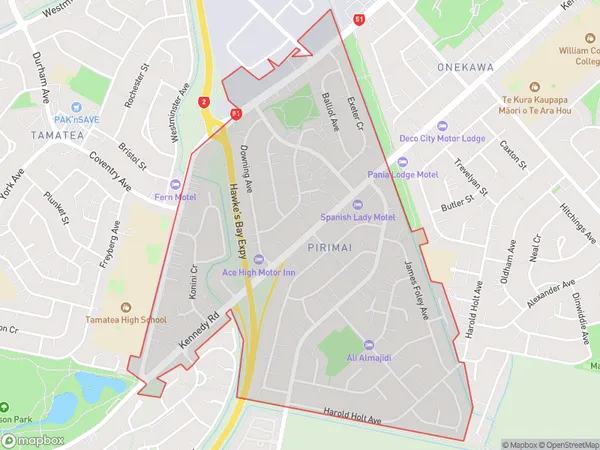 Pirimai, Hawke's Bay Polygon Area Map