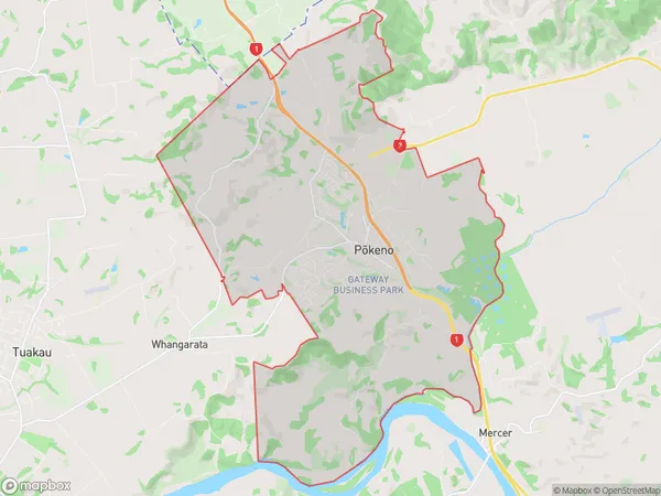 Pokeno, Waikato Polygon Area Map