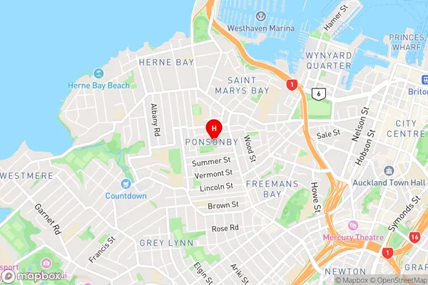 Ponsonby,Auckland Area Map