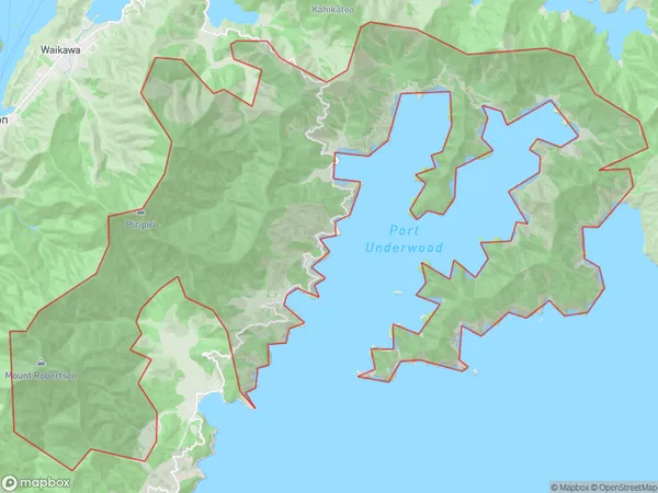 Port Underwood, Marlborough Polygon Area Map