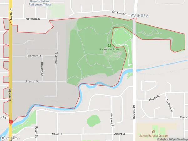 Prestonville, Southland Polygon Area Map