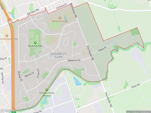 Randwick Park, Auckland Polygon Area Map