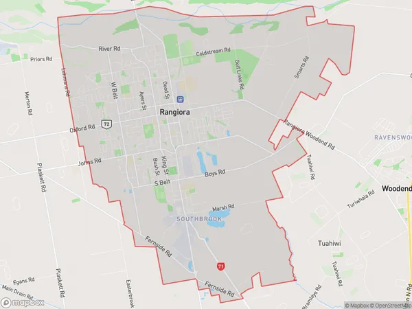 Rangiora, Canterbury Polygon Area Map