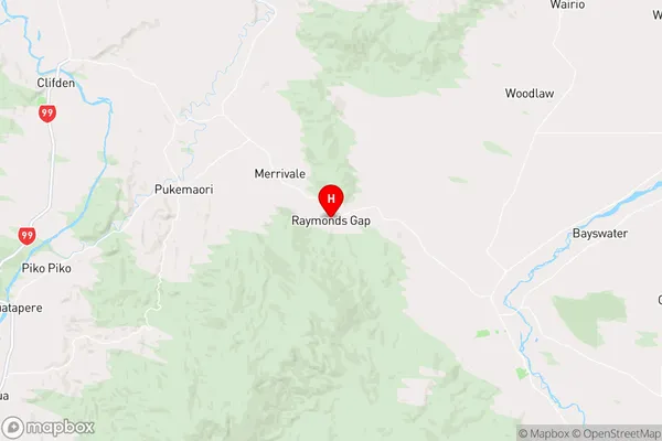 Raymonds Gap,Southland Region Map