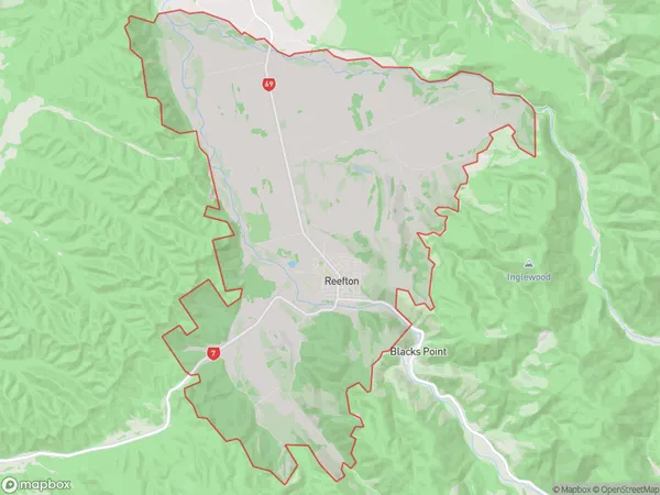 Reefton, West Coast Polygon Area Map