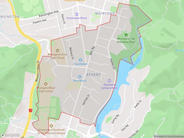 Regent, Northland Polygon Area Map