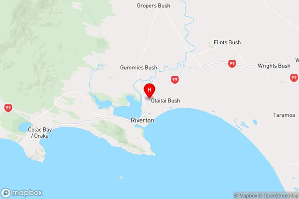 Riverton Racecourse,Southland Region Map