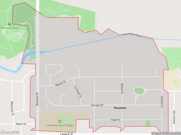 Rosedale, Southland Polygon Area Map