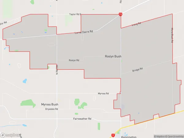 Roslyn Bush, Southland Polygon Area Map