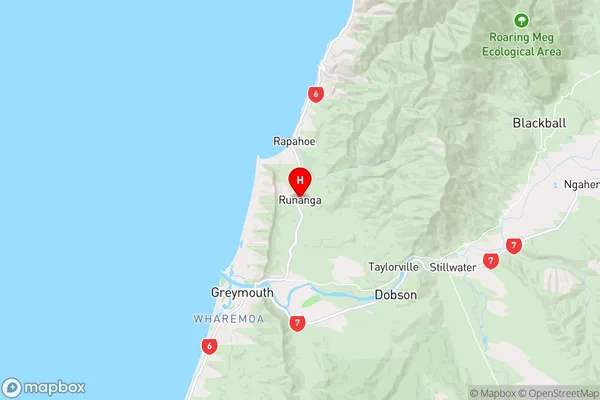 Runanga,West Coast Region Map