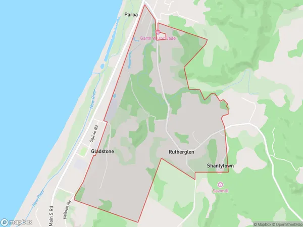 Rutherglen, West Coast Polygon Area Map