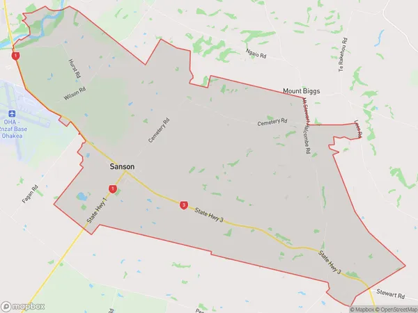 Sanson, Manawatu-Wanganui Polygon Area Map