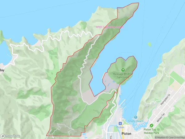 Shakespeare Bay, Marlborough Polygon Area Map