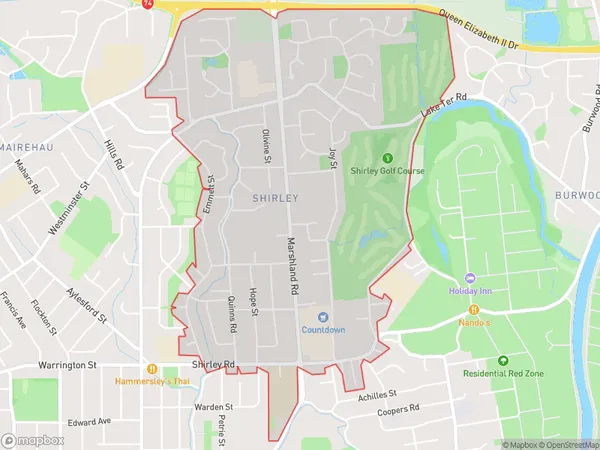 Shirley, Canterbury Polygon Area Map