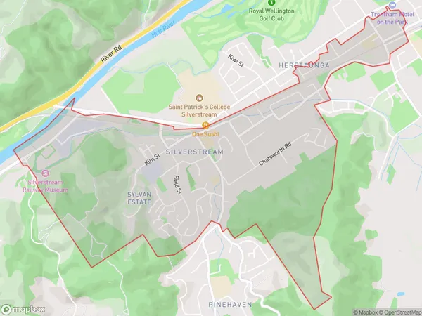 Silverstream, Wellington Polygon Area Map