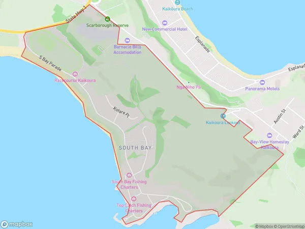 South Bay, Canterbury Polygon Area Map