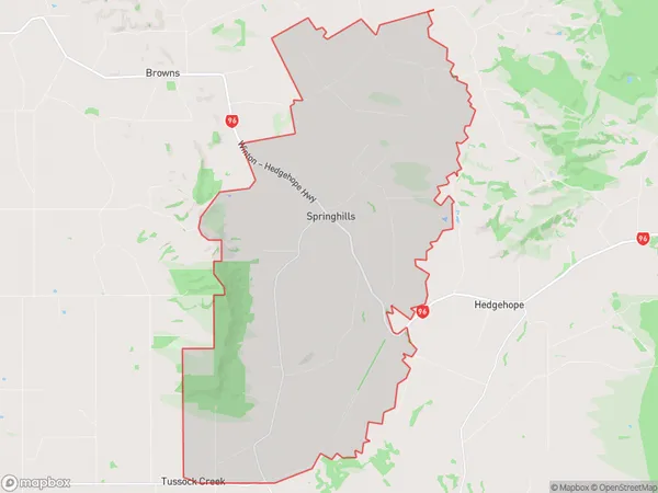 Springhills, Southland Polygon Area Map