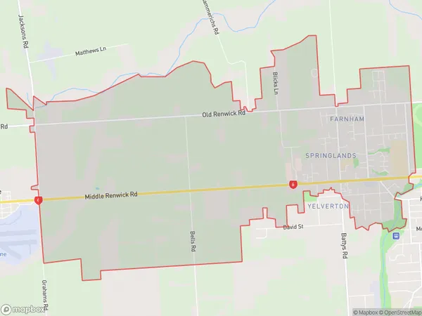 Springlands, Marlborough Polygon Area Map