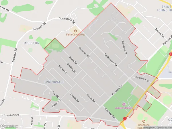 Springvale, Manawatu-Wanganui Polygon Area Map