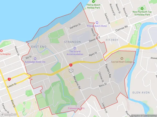 Strandon, Taranaki Polygon Area Map