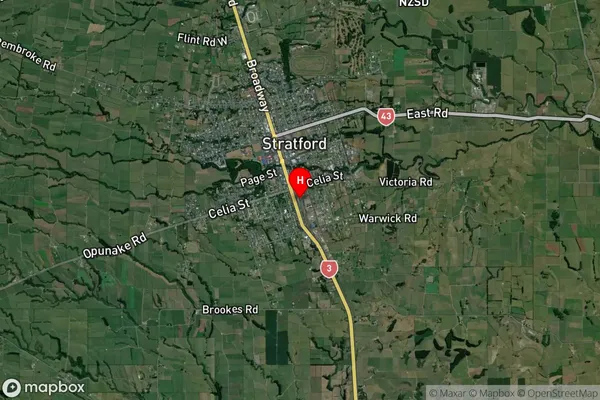 Stratford,Taranaki Satellite Map