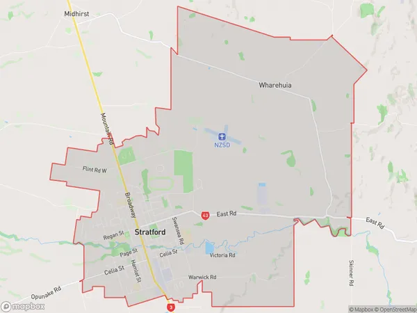 Stratford, Taranaki Polygon Area Map