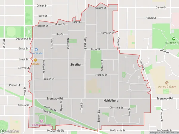 Strathern, Southland Polygon Area Map