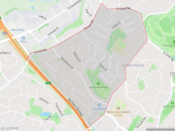 Sunnynook, Auckland Polygon Area Map