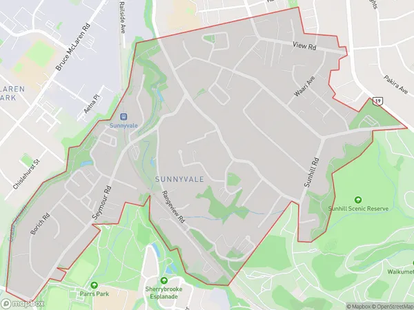 Sunnyvale, Auckland Polygon Area Map