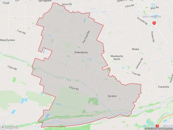 Swannanoa, Canterbury Polygon Area Map