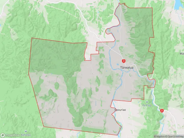 Taneatua, Bay of Plenty Polygon Area Map