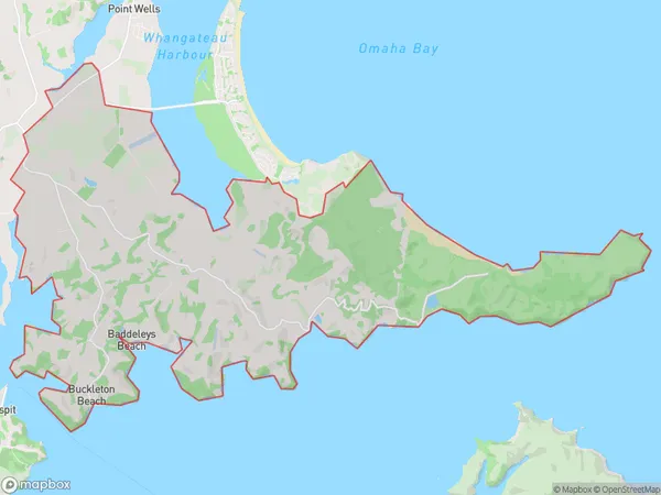 Tawharanui Peninsula, Auckland Polygon Area Map