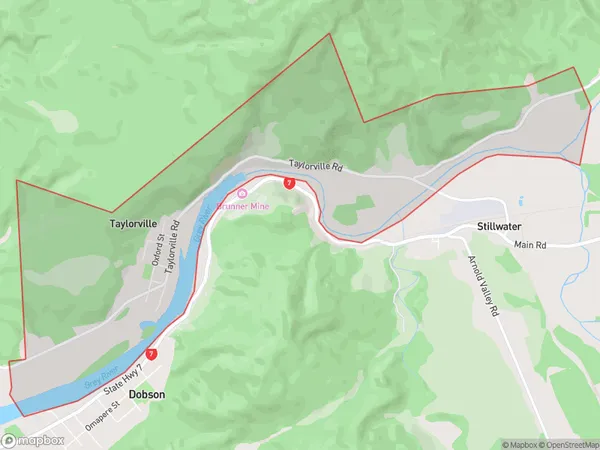 Taylorville, West Coast Polygon Area Map