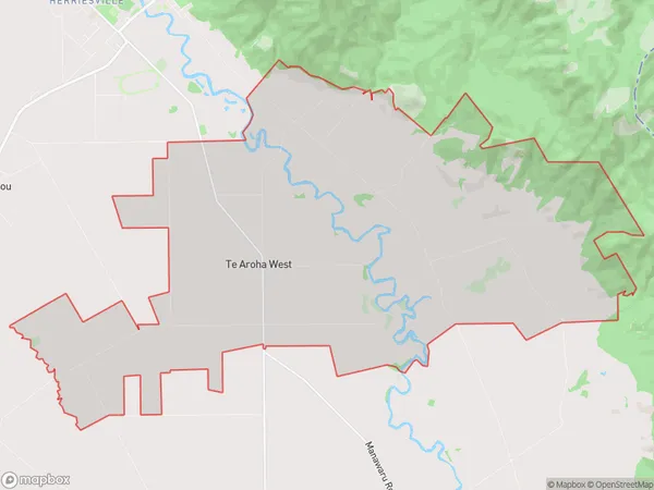 Te Aroha West, Waikato Polygon Area Map