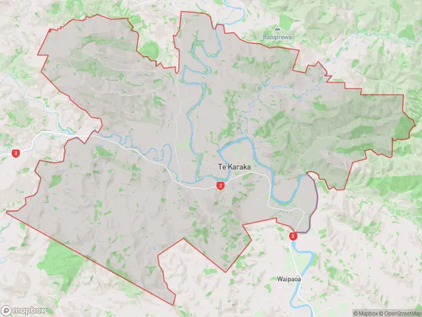 Te Karaka, Bay of Plenty Polygon Area Map