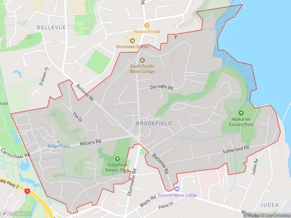 Brookfield, Bay of Plenty Polygon Area Map