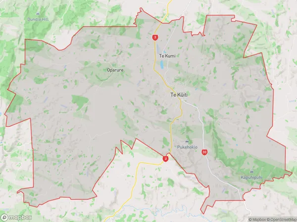 Te Kuiti, Waikato Polygon Area Map