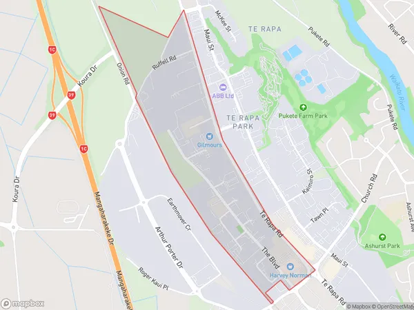 ZipCode 3241 Map for Te Rapa Park