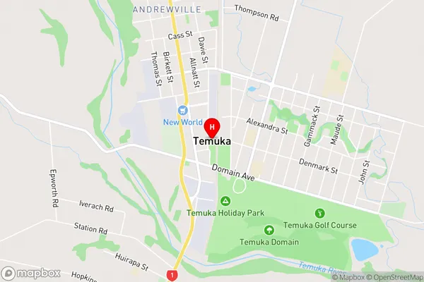 Temuka,Canterbury Area Map