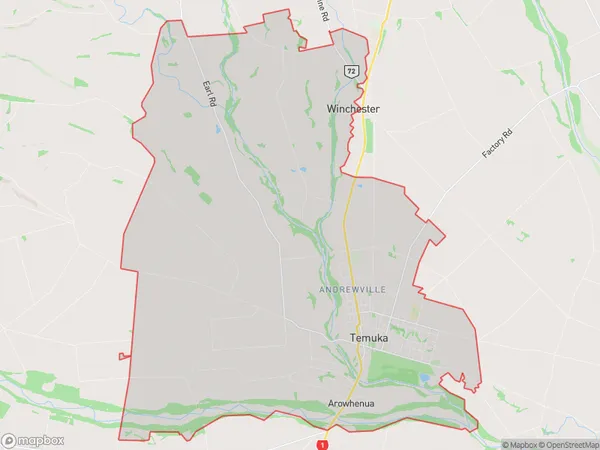 Temuka, Canterbury Polygon Area Map