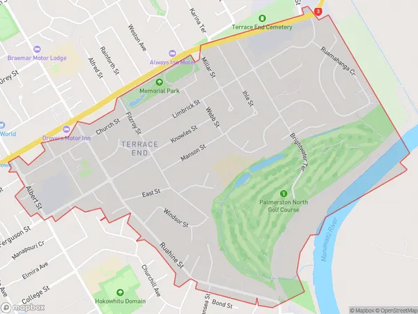 Terrace End, Manawatu-Wanganui Polygon Area Map