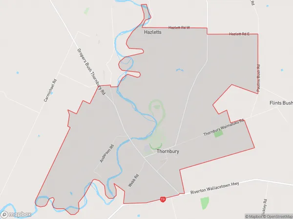 Thornbury, Southland Polygon Area Map