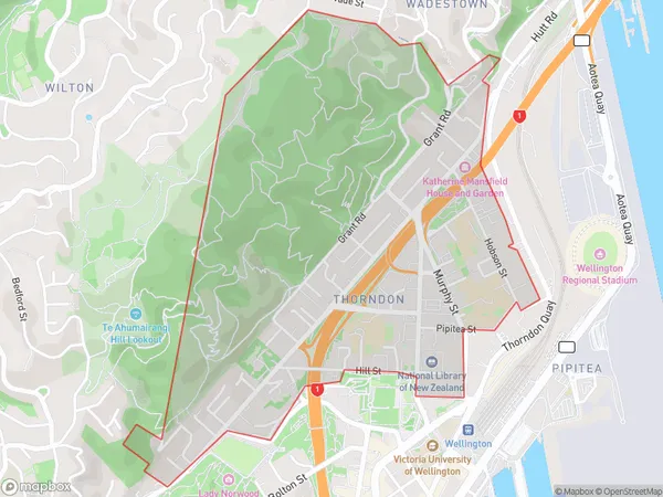 Thorndon, Wellington Polygon Area Map