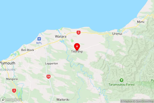 Tikorangi,Taranaki Region Map