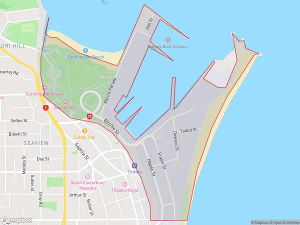 Timaru Port, Canterbury Polygon Area Map